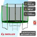 Батут SWOLLEN Lite Outside ZIP 8 FT (244 см) (Green) / каркасный / с защитной сеткой / детский / для детей / уличный / для улицы / для дачи / для взрослых / большой / спортивный / для дома