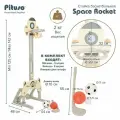 Баскетбольное кольцо детское Pituso Космос, стойка с кольцебросом и футбольными воротами, серый