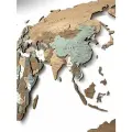 Деревянная карта мира на стену 3D многоуровневая 140/80 см в цвете Платан на русском языке подробная (крупные города и столицы) картина из дерева на стену