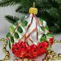 Irena-Co елочная игрушка, стекло Гроздь рябины (9х8х6см)