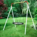 Качели уличные стойка, с гнездом Dino, металлические, белые, от 3х лет