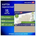 Картон переплетный, толщина 1,5 мм, А3 (297х420 мм), комплект 15 шт, BRAUBERG ART, 115338