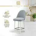 Стул полубарный для кухни 60 см Fusion Standart F02, на белых деревянных ножках, велюр светло-серый Lavrentev Studio