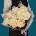 Монобукет Талисман Флора Нежная Снежная, белые розы, высота 50 см, 9 цветов