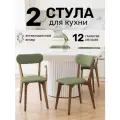 Стулья для кухни SAYMAN 2 шт, деревянные со спинкой, Светло-зеленый велюр