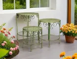 Кованые садовые столики ажурный прованс, металл, зелёный, 3 столика, Edelman