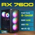 Системный блок игровой AURORA GAMING ПК Игровой компьютер (Intel Core i5-12400F (2.5 ГГц), RAM 16 ГБ, SSD 1000 ГБ, AMD Radeon RX 7600 (8 Гб), Windows 11 Pro), черный матовый