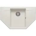 Мойка для кухни каменная POLYGRAN Riff-800, белая, врезная, с крылом (Белый Хлопок)