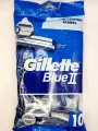 Gillette одноразовый бритвенный станок Blue II, синий, 10 шт. (Из Финляндии)