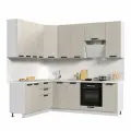 Кухонный гарнитур угловой, без столешницы, Пасаденна, 180х240см Белый / Шелковый Камень