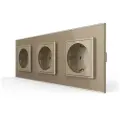 Розетка электрическая 16A, 3 поста, цвет золотой LIVOLO ORIGINAL
