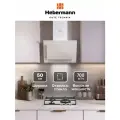 Наклонная кухонная вытяжка Hebermann HBKH 50.4 W, 50см, белая, кнопочное управление, LED лампы, отделка- стекло, производительность 700 м³/ч