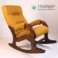 Кресло-качалка для дома и дачи Glider с подножкой Аоста в ткани рогожка, цвет желтый