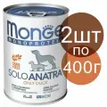Влажный корм Monge Monoprotein Solo Anatra , беззерновой для собак , со вкусом утки (2шт по 400г)