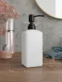 Дозатор для жидкого мыла Emily Slim с черной металлической помпой, бетон 250 мл, белый глянцевый