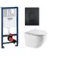 Готовый комплект: Инсталляция Grohe Rapid Sl 38721BL1 с черной клавишей овал + Унитаз подвесной Azario Grado AZ-0046-SP