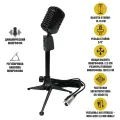 Винтажный динамический микрофон, цвет черный, на настольной стойке MF-027-38
