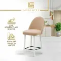 Cтул полубарный 60 см Fusion Standart F02, на белых дубовых ножках, велюр цвет бежевый, Лаврентьев Студио