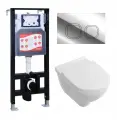Комплект 3 в 1 инсталляция ESBANO FRAM + Унитаз подвесной Villeroy & Boch O Novo Directflush + кнопка хром глянцевая