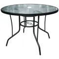 Стол садовый со стеклянной столешницей круглый 100х70 см