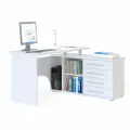 Стол компьютерный с тумбой КСТ-109П правый, цвет белый, ШхГхВ 140х127х75 см, выдвижные ящики справа
