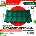 Металлочерепица Голландия модуль 2 волны для кровли крыши RAL 6005 Зеленый мох 1175х800х0,5мм (5,64 кв. м) - 6 листов