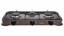 Газовая настольная плита аксинья КС-107, 3 конфорки, коричневый