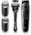 Триммер для бороды и усов Braun BT5342, 2 насадки и бритва Gillette, серо-черный