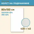 Холст грунтованный на подрамнике 80х150 см, 420 г/м2, лен 50%, хлопок 50%, мелкое зерно, Холстофф