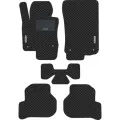 Автомобильные коврики EVA для Skoda Octavia II A5 (2004-2009), с каучуковым подпятником и 2 эмблемами Skoda, чёрные с чёрным кантом, ячейка - ромб