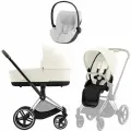 Модульная коляска Cybex Priam IV 3в1Off White(белый)ChromeBrown люлька, прогулочный блок, до 4 лет