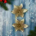 Украшение ёлочное Драгоценный цветок (набор 2 шт) сеточка, 12 см, золото 9692817