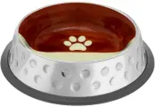 Mr.Kranch Candy миска из нержавеющей стали с керамическим покрытием и нескользящим основанием - 1,73 л, коричневая с белым