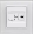 Розетка телевизионная в рамке из закаленного стекла белая Vesta-Electric Exclusive White