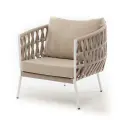 Кресло 4SIS Диего кресло плетеное из роупа, каркас алюминий светло-серый (RAL7035) шагрень, роуп бежевый круглый, ткань бежевая 052 арт. DIE-A-001 RAL7035 SH beige(beige052) OLD