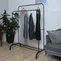 Вешалка напольная для одежды, гардероб в прихожую, вешалка-рейл чёрная металлическая 152х110х54 см