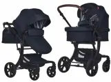 Модульная всесезонная коляска 3в1 , люлька-трансформер с накидкой на ножки(темно-синий)