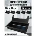 Лот 5 шт: Заглушка 160 х 80 мм пропуск для проводов для стола, столешницы, алюминий черный