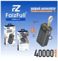 Внешний аккумулятор FaizFull FL62 40000mAh, черный, солнечная зарядка, PD22.5W+QC3.0, 4xUSB