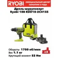 Дрель-шуруповерт Ryobi 18В RDD18-2C415S