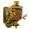 Самовар электрический «Хохломские традиции» формой банка 10 л в наборе с подносом и чайником