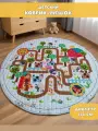 Детский коврик для ползания малыша на пол Ферма, ковер мешок игровой круглый мягкий, развивающий тканевый теплый для новорожденных младенцев 150 см