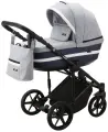 Коляска универсальная Adamex RIMINI LUX 3 в 1, RI-27 - бело-синяя рогожка, темно-синяя кожа, белая вставка