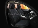Накидки для Citroen / Ситроен C1 C2 C3 C4 Berlingo Jumper и др. на передние сиденья SULTAN FRONT, ромб Велюр Черный с синей строчкой