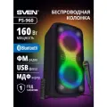 Большая портативная колонка с микрофоном SVEN PS-960 (ФМ-радио, USB, LED-дисплей, МДФ), 160 Вт, черная