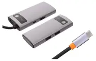 Хаб USB Baseus Metal Gleam Series 4-in-1 Multifunctional Type-C HUB Docking Station Gray WKWG070113