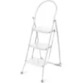 Стремянка складная СМШ3 с широкими ступенями, белая, металл/пластик, противоскользящие накладки