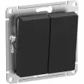 Выключатель двухклавишный Schneider Electric Atlas Design, на винтах, ip44 карбон