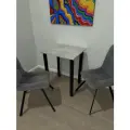 Дизайнерский стол обеденный/ цвет Бетон Светлый, 60*50 см. Ножки черные.
