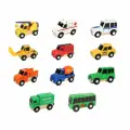 Набор спасательных, строительных и городских машинок для детской деревянной железной дороги